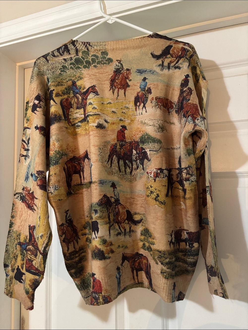 Western Cowboy Print Sweater size large - Picture 4 of 7